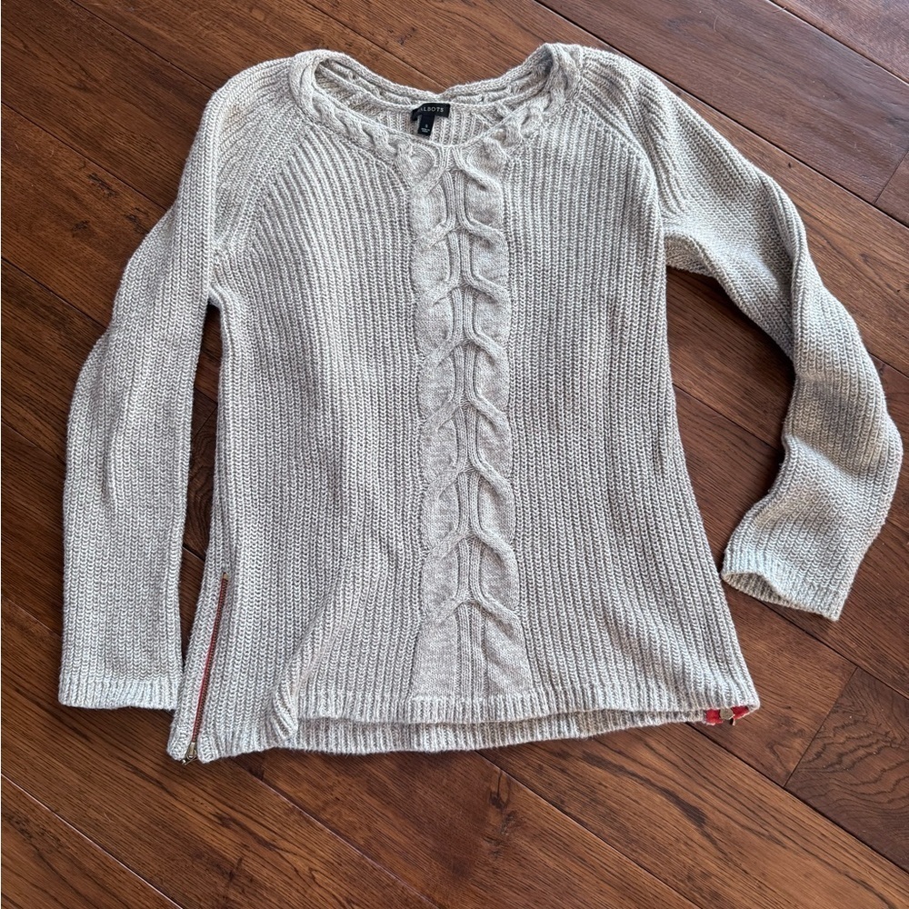 Talbots Gray Sweater with Red Accents